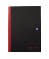 Black n Red A4 Casebound Hard Cover Notebook Plain 192 Pages Black/Red (Pack 5) - 100080489